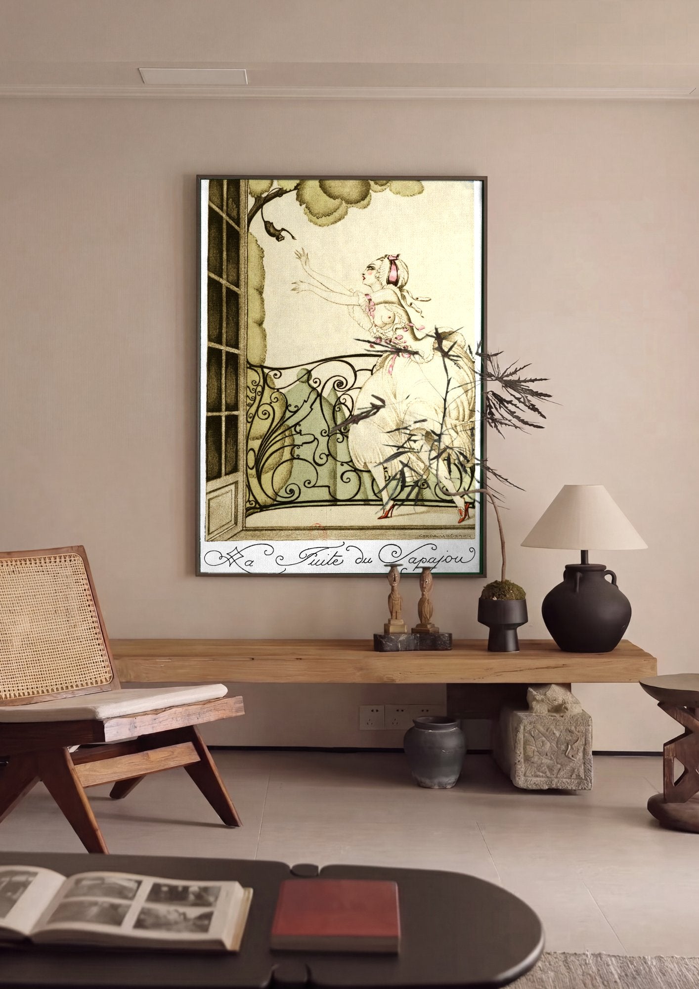 Quadro Decorativo La Fuite du Papajou - Gerda Wegener em ambiente decorado