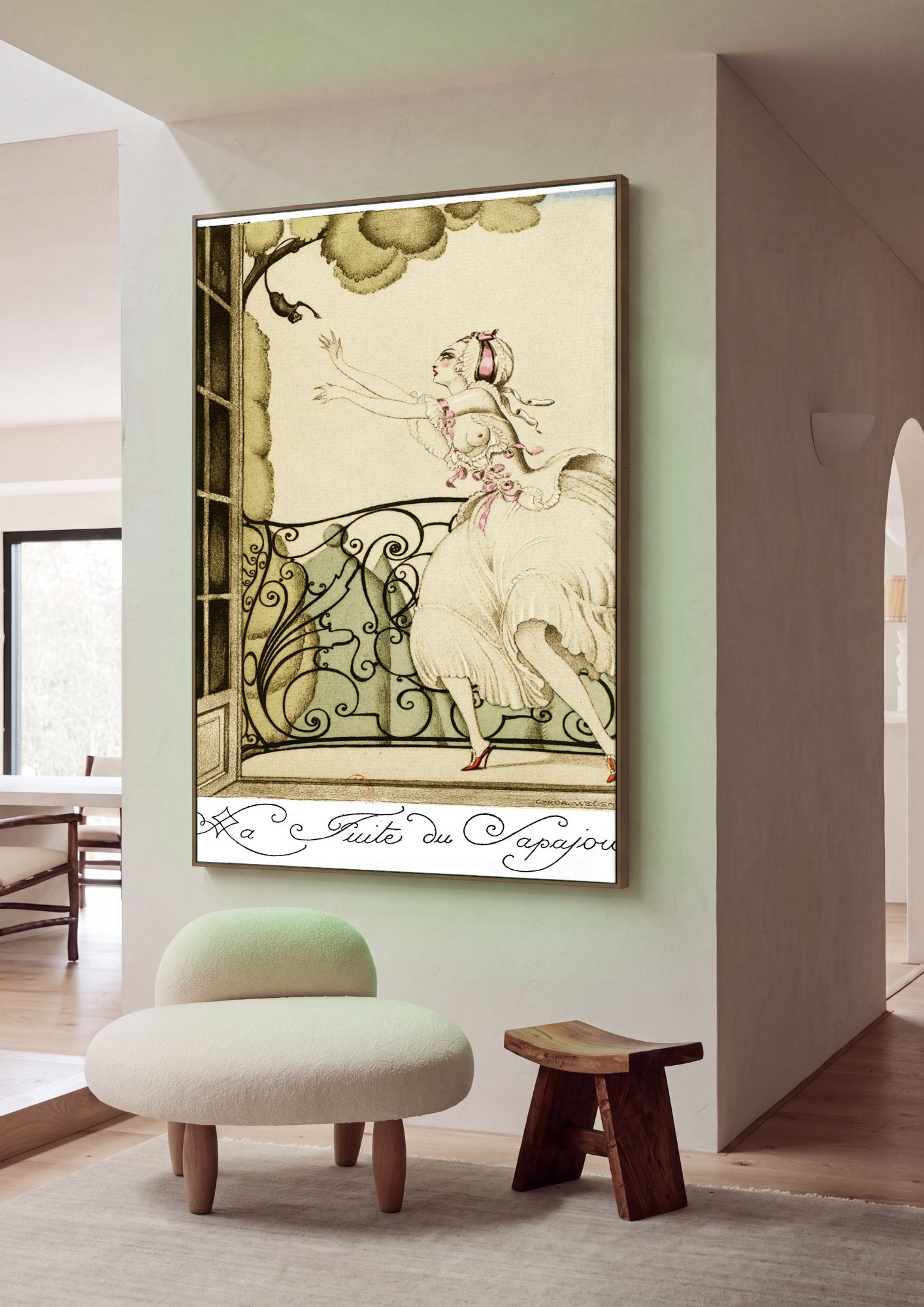 Quadro Decorativo La Fuite du Papajou - Gerda Wegener em ambiente decorado