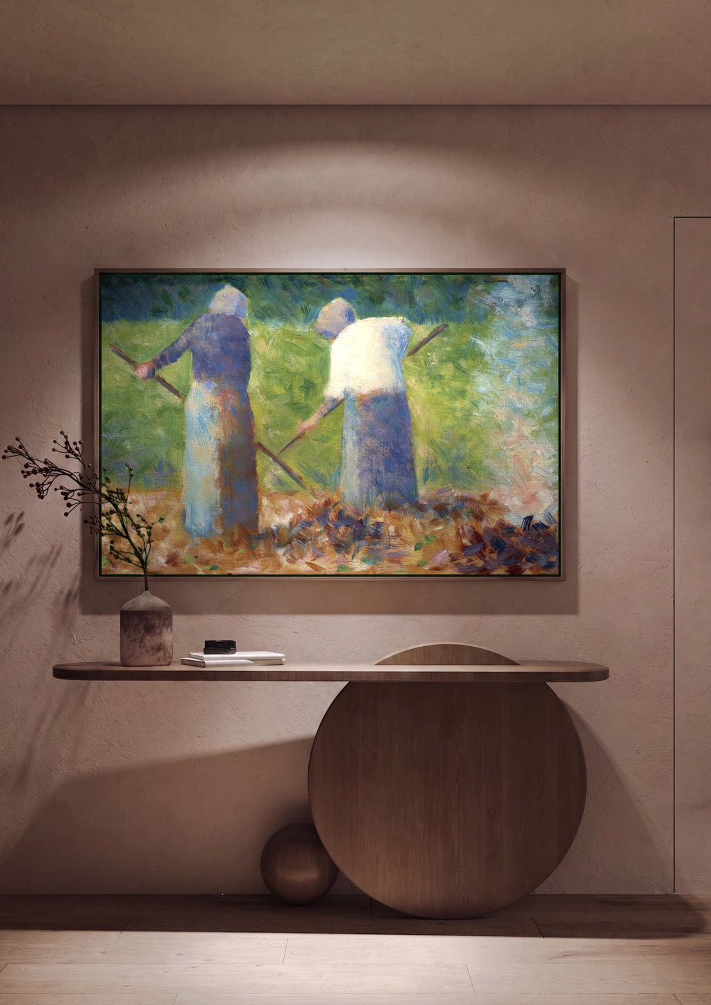 Quadro Decorativo Camponesas no Campo - Georges Seurat em ambiente decorado