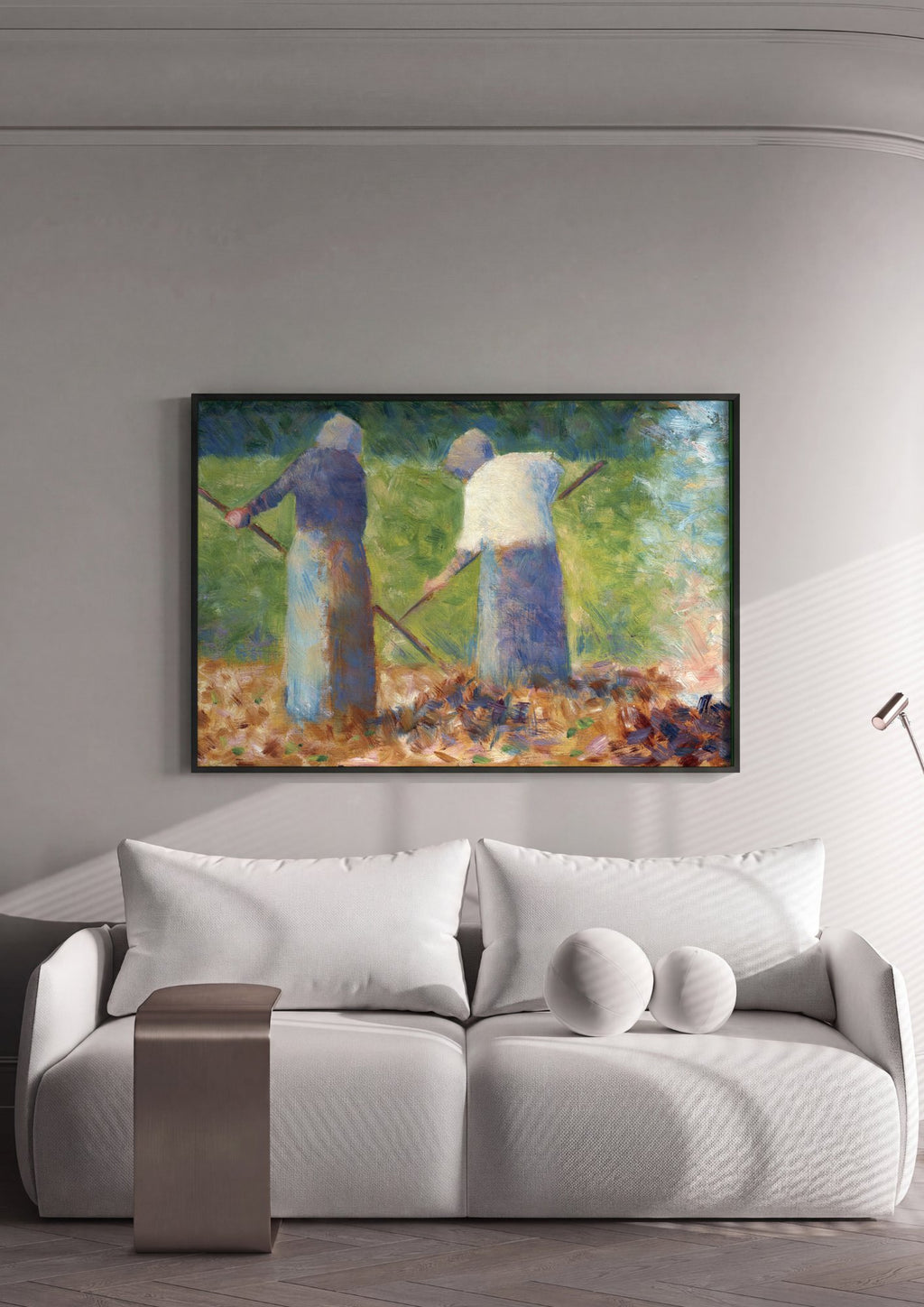 Quadro Decorativo Camponesas no Campo - Georges Seurat em ambiente decorado