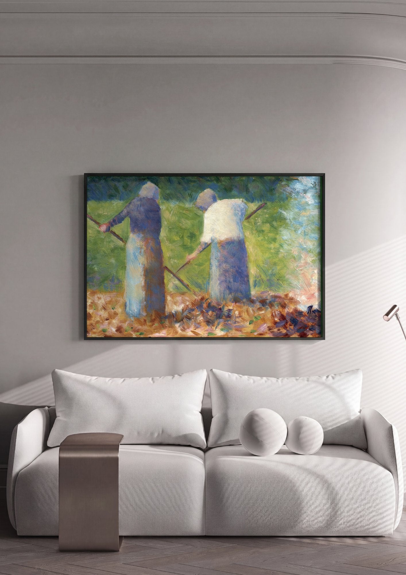 Quadro Decorativo Camponesas no Campo - Georges Seurat em ambiente decorado