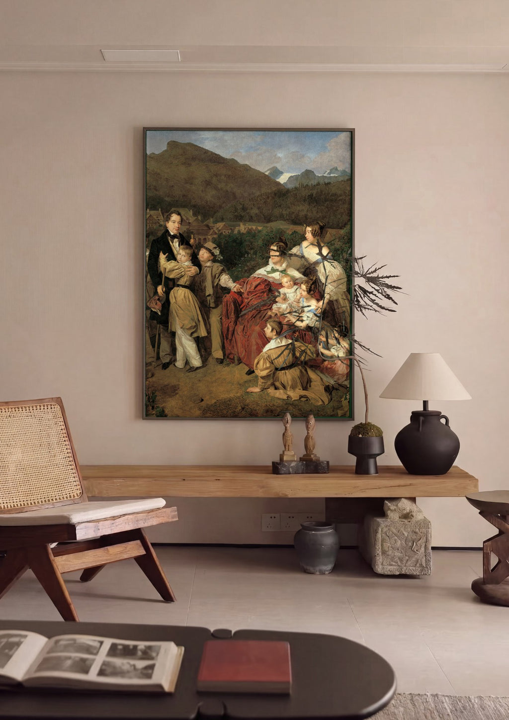 Quadro Decorativo A Família – Ferdinand Georg Waldmüller em ambiente decorado
