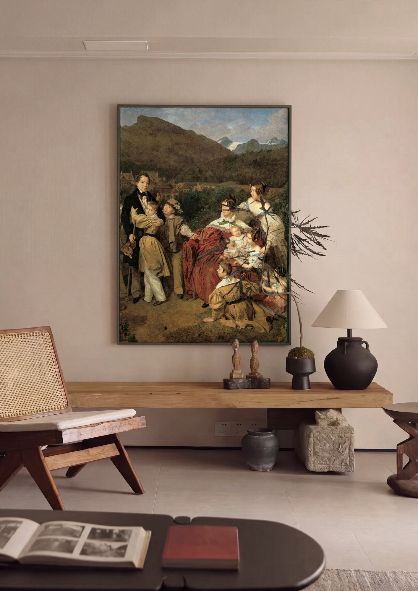 Quadro Decorativo A Família – Ferdinand Georg Waldmüller em ambiente decorado