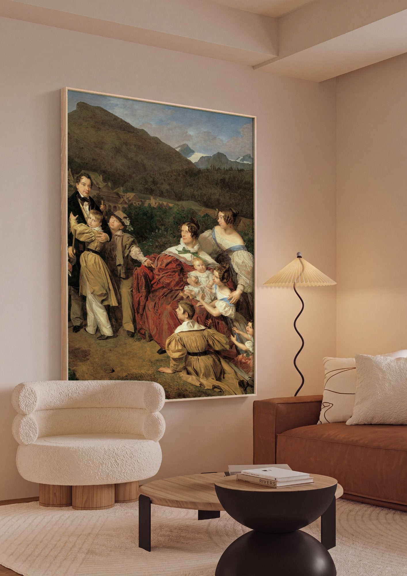 Quadro Decorativo A Família – Ferdinand Georg Waldmüller em ambiente decorado