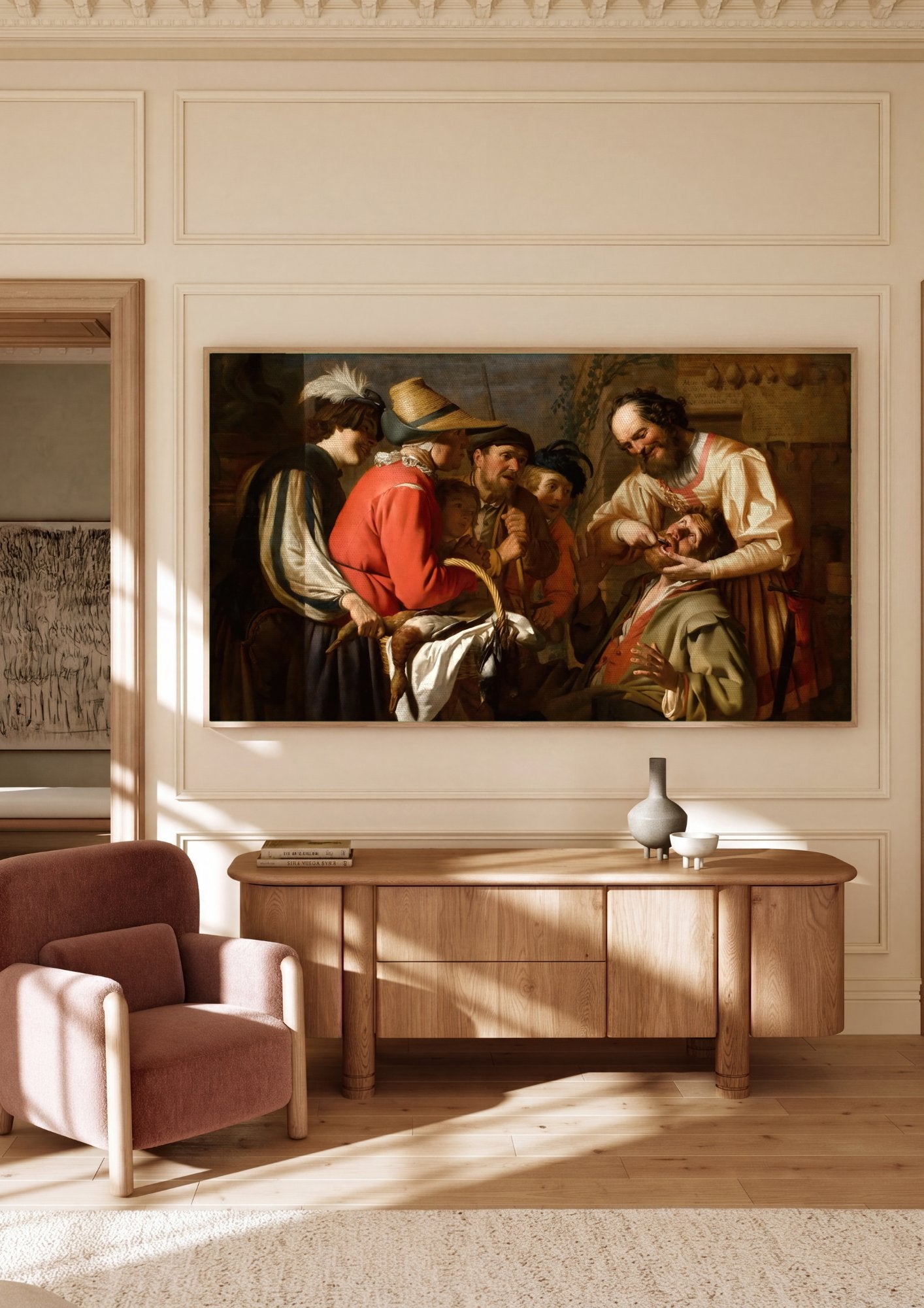 Quadro Decorativo A Extração do Dente - Gerard van Honthorst em ambiente decorado