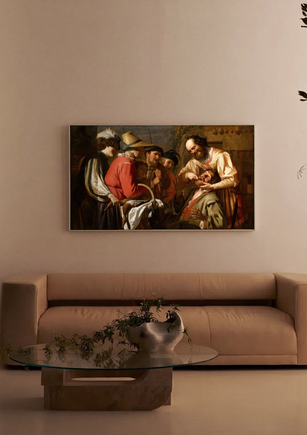 Quadro Decorativo A Extração do Dente - Gerard van Honthorst em ambiente decorado