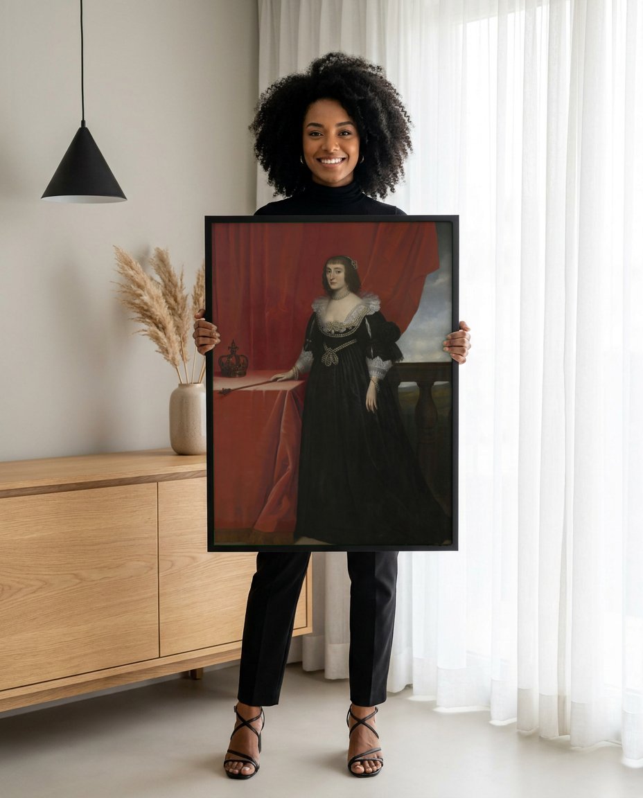 Quadro Decorativo Elizabeth da Boêmia - Gerard van Honthorst com modelo em ambiente