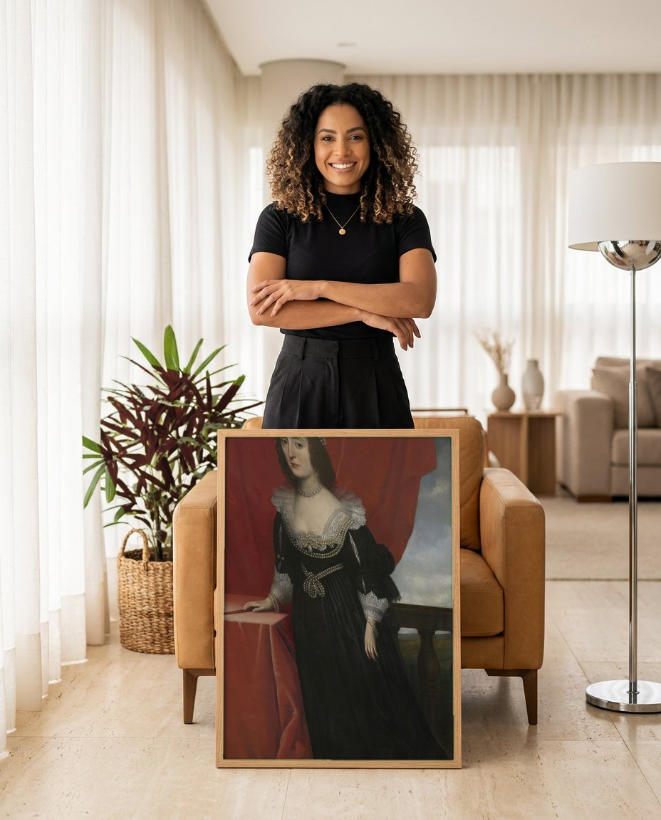 Quadro Decorativo Elizabeth da Boêmia - Gerard van Honthorst com modelo em ambiente