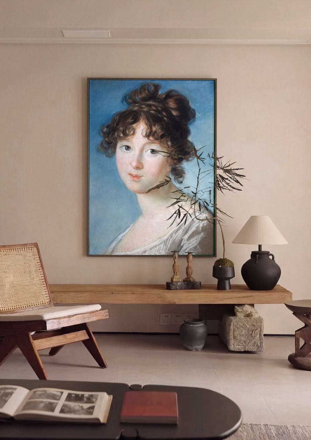 Quadro Decorativo Retrato Feminino - Vigée Le Brun em ambiente decorado