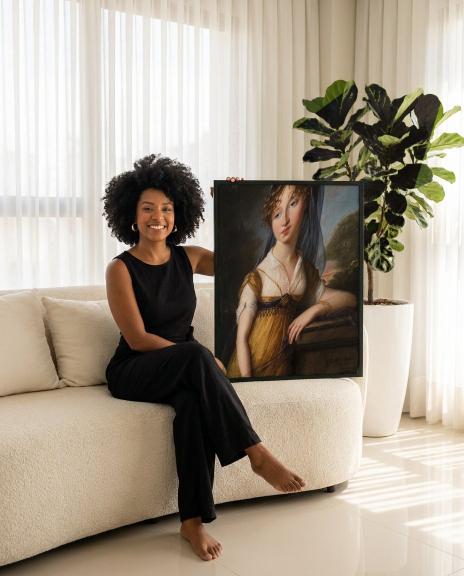 Quadro Decorativo Retrato de Jovem - Vigée Le Brun com modelo em ambiente