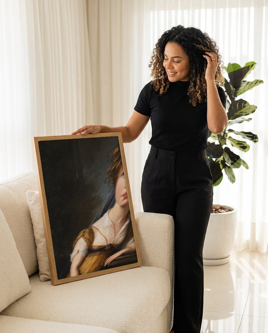 Quadro Decorativo Retrato de Jovem - Vigée Le Brun com modelo em ambiente