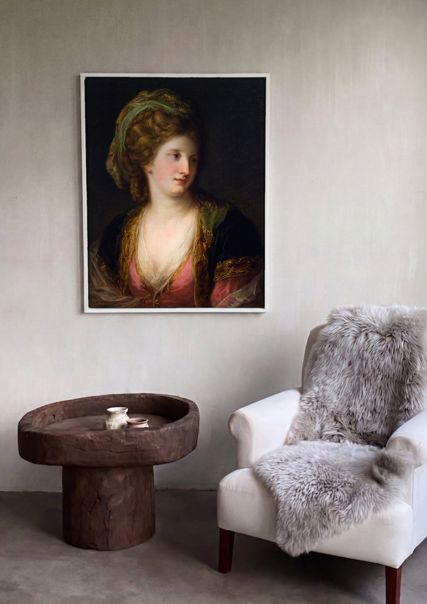 Quadro Decorativo Retrato Feminino - Angelica Kauffmann em ambiente decorado