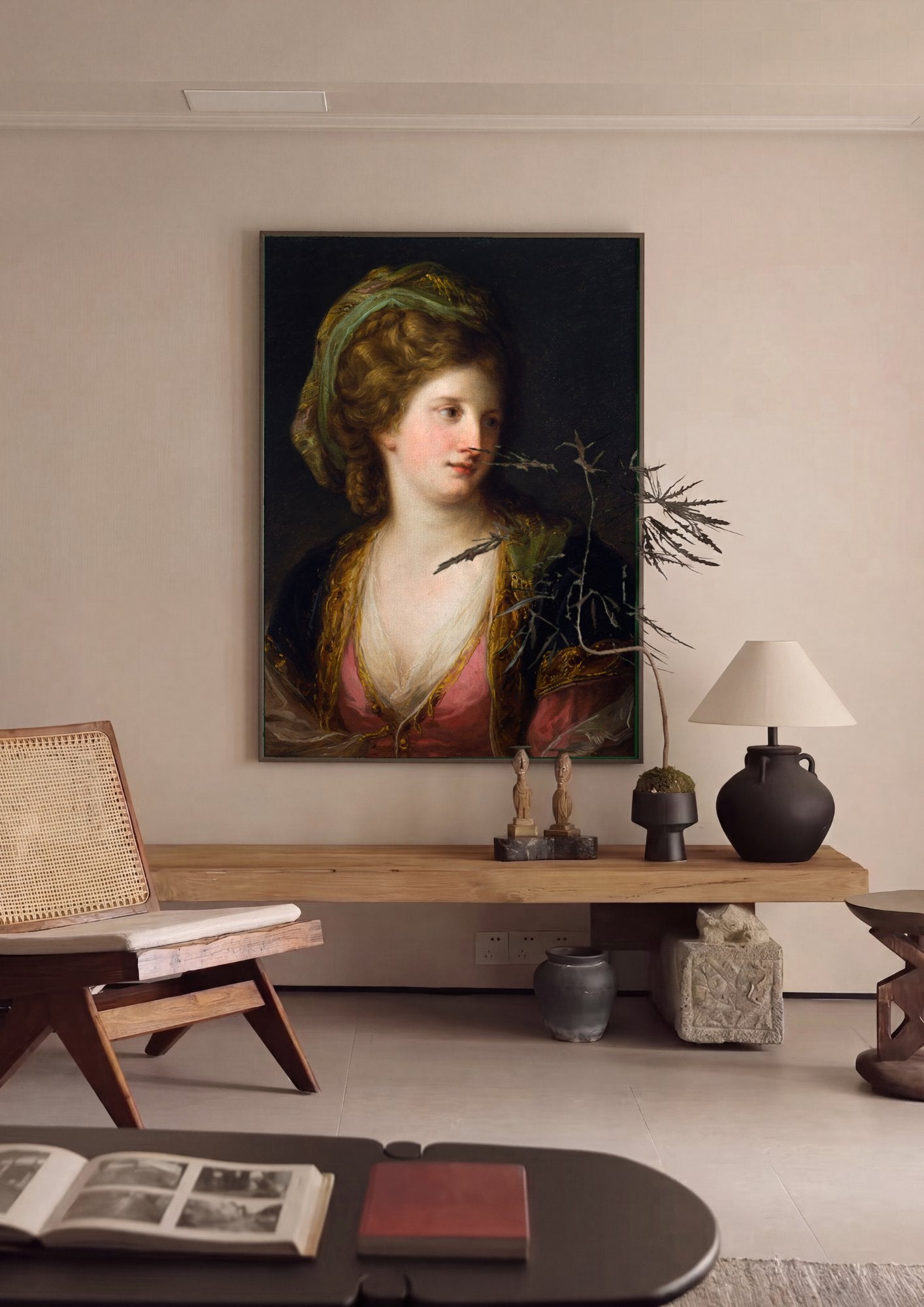 Quadro Decorativo Retrato Feminino - Angelica Kauffmann em ambiente decorado