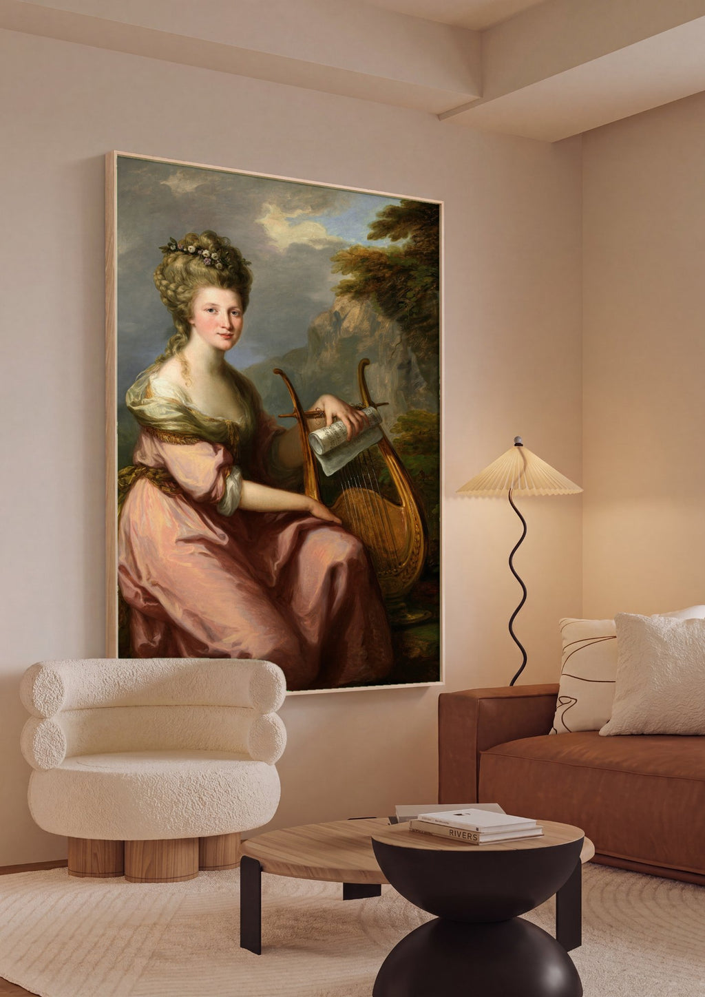 Quadro Decorativo Retrato com Lira - Angelica Kauffmann em ambiente decorado