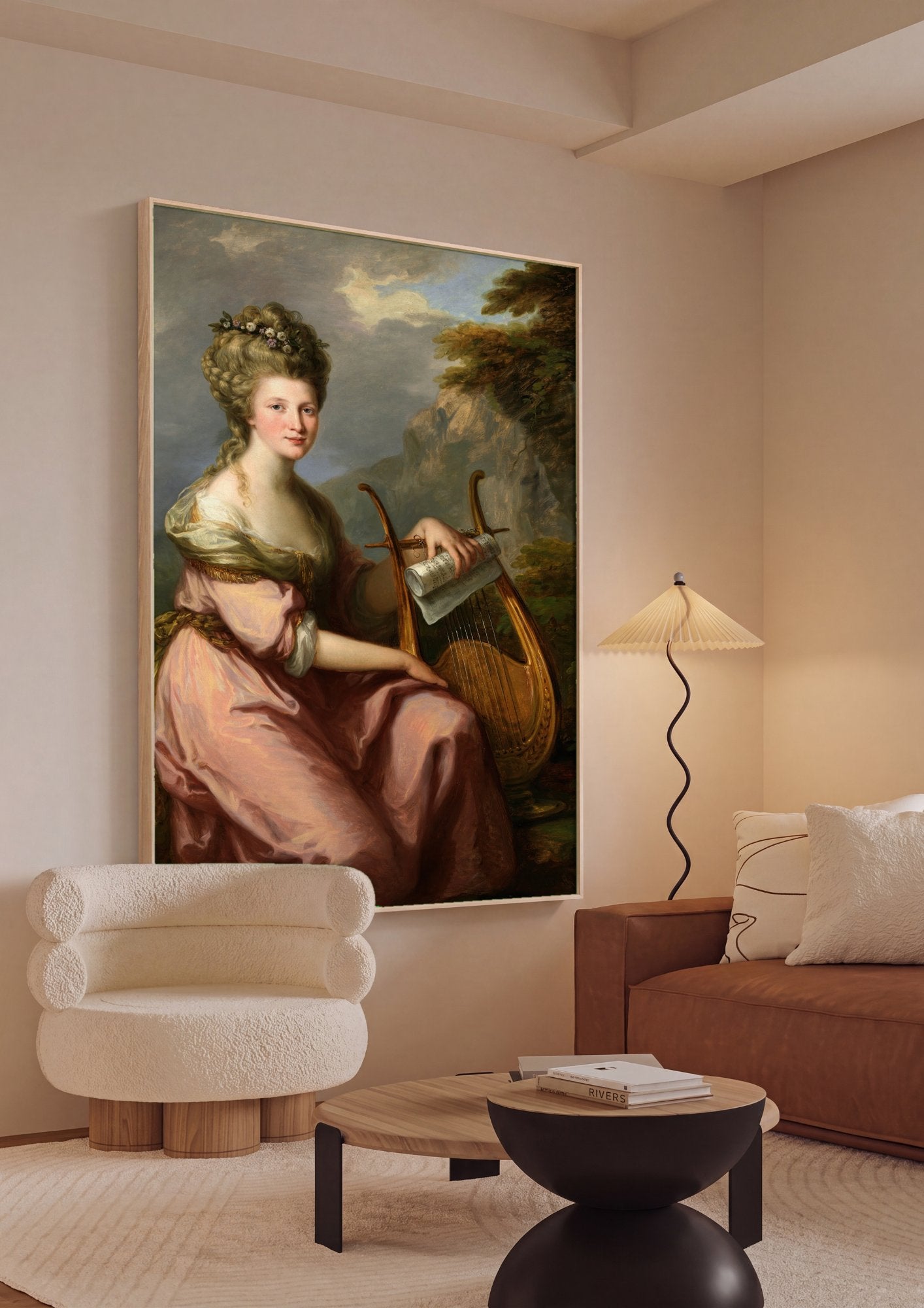 Quadro Decorativo Retrato com Lira - Angelica Kauffmann em ambiente decorado