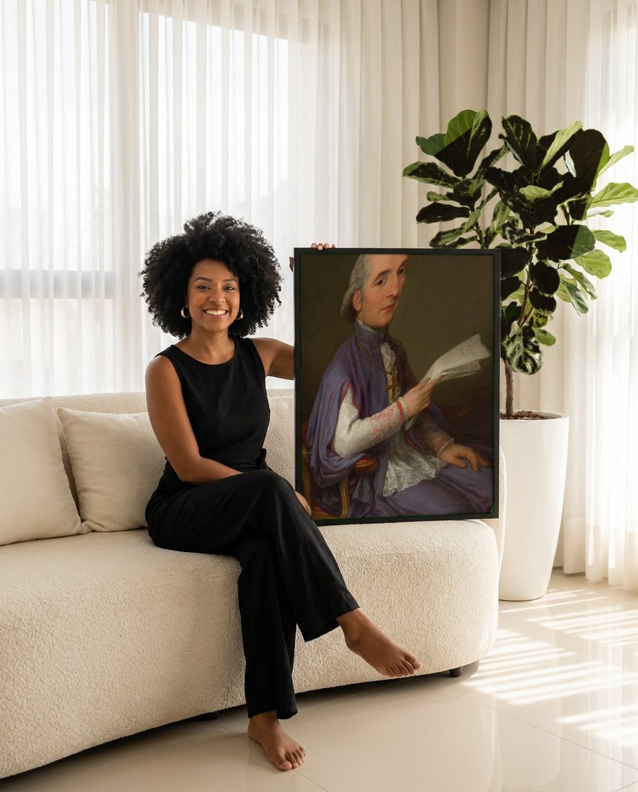 Quadro Decorativo Retrato de Clero - Angelica Kauffmann com modelo em ambiente