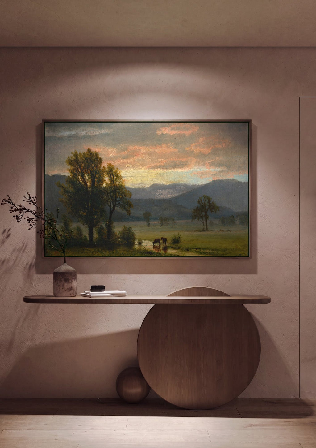 Quadro Decorativo Crepúsculo na Paisagem - Albert Bierstadt em ambiente decorado