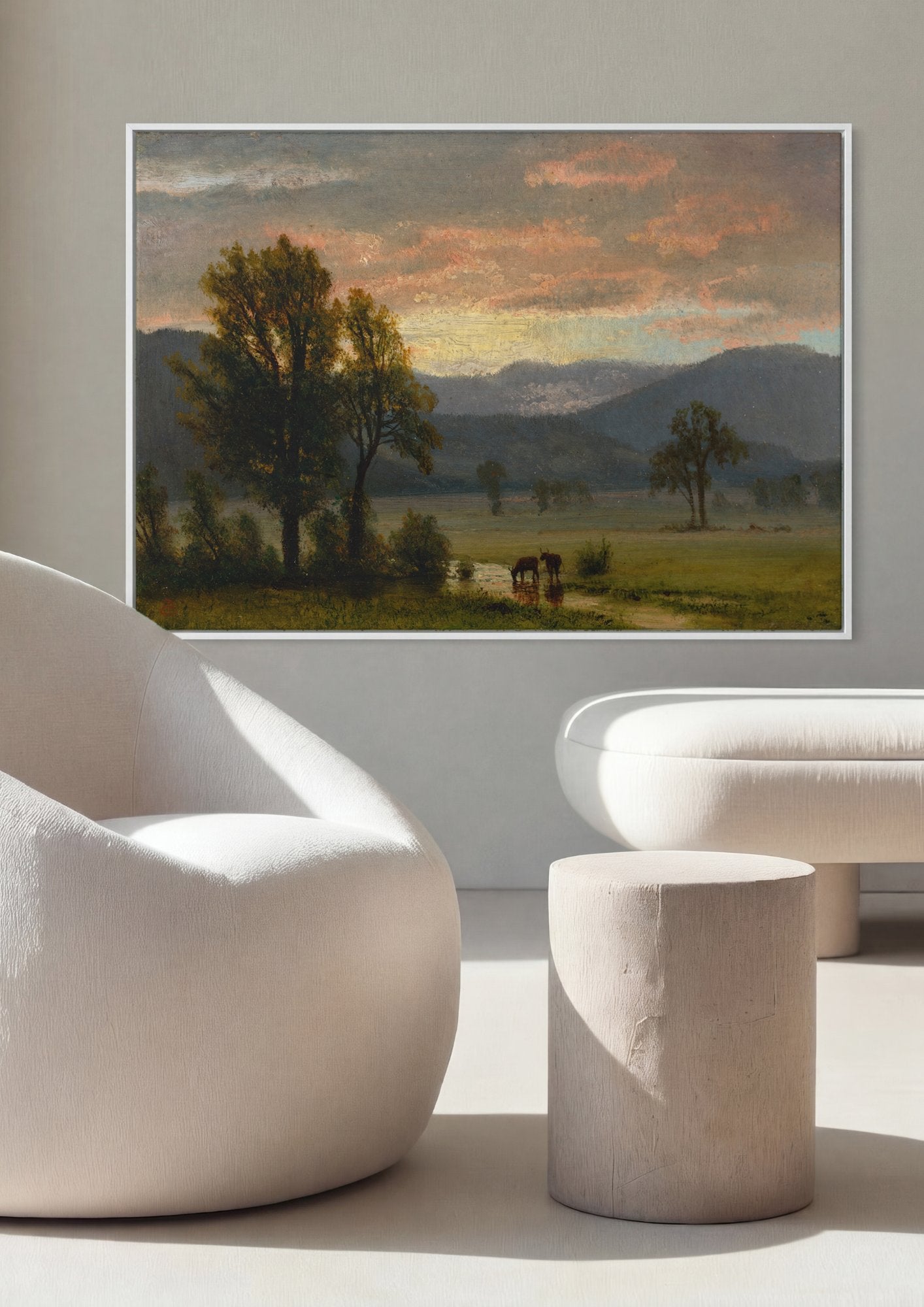 Quadro Decorativo Crepúsculo na Paisagem - Albert Bierstadt em ambiente decorado