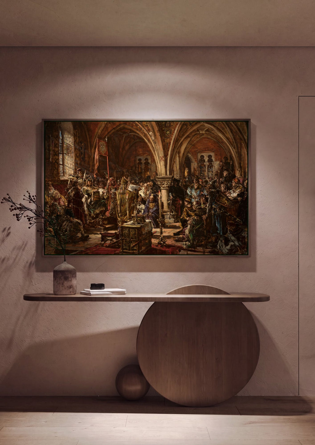 Quadro Decorativo A Prussiana Homenagem - Jan Matejko em ambiente decorado