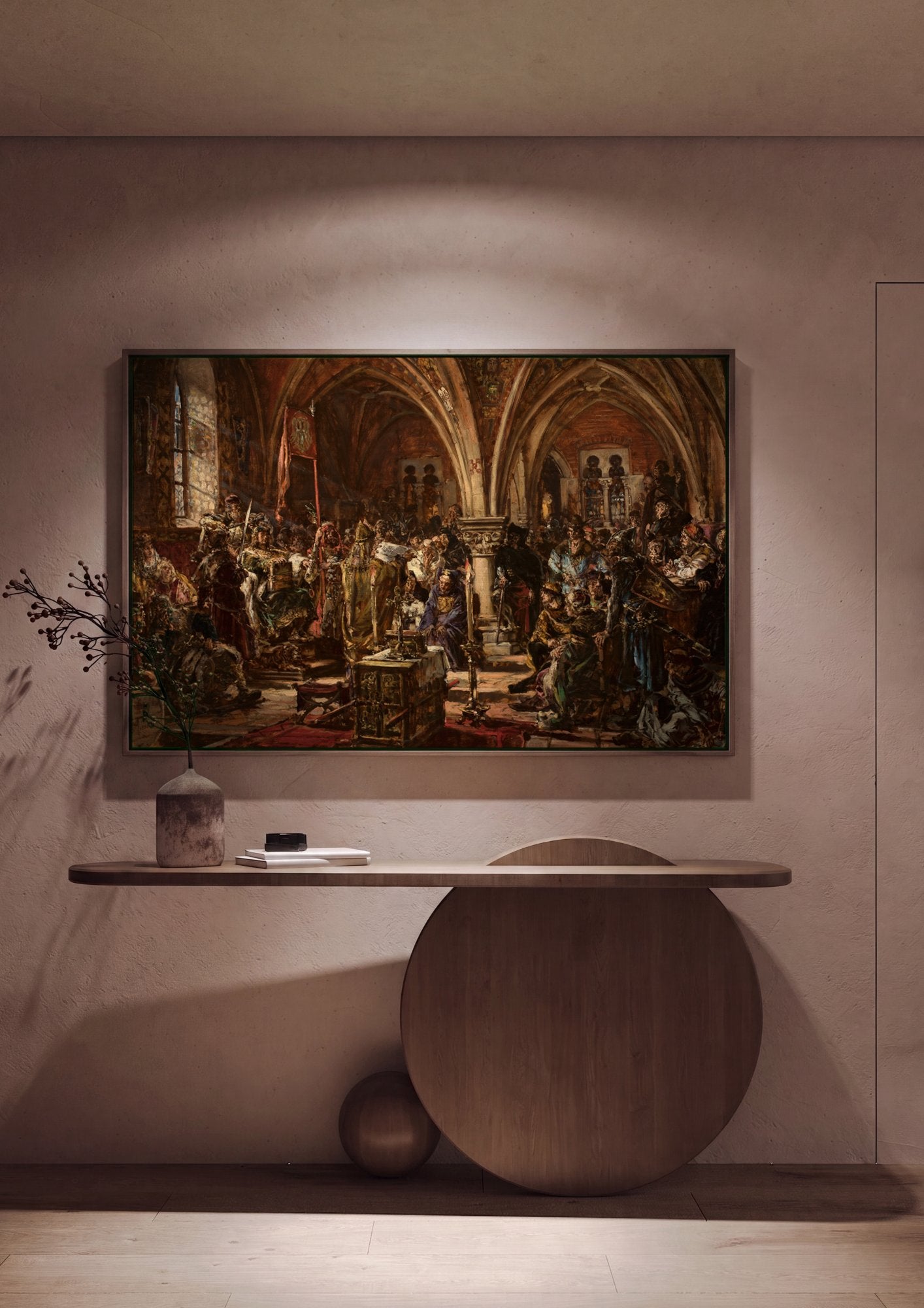 Quadro Decorativo A Prussiana Homenagem - Jan Matejko em ambiente decorado