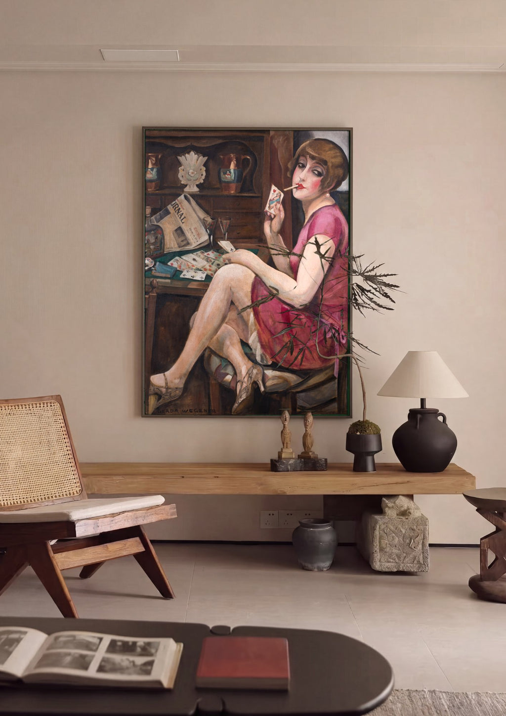 Quadro Decorativo A Jogadora - Gerda Wegener em ambiente decorado