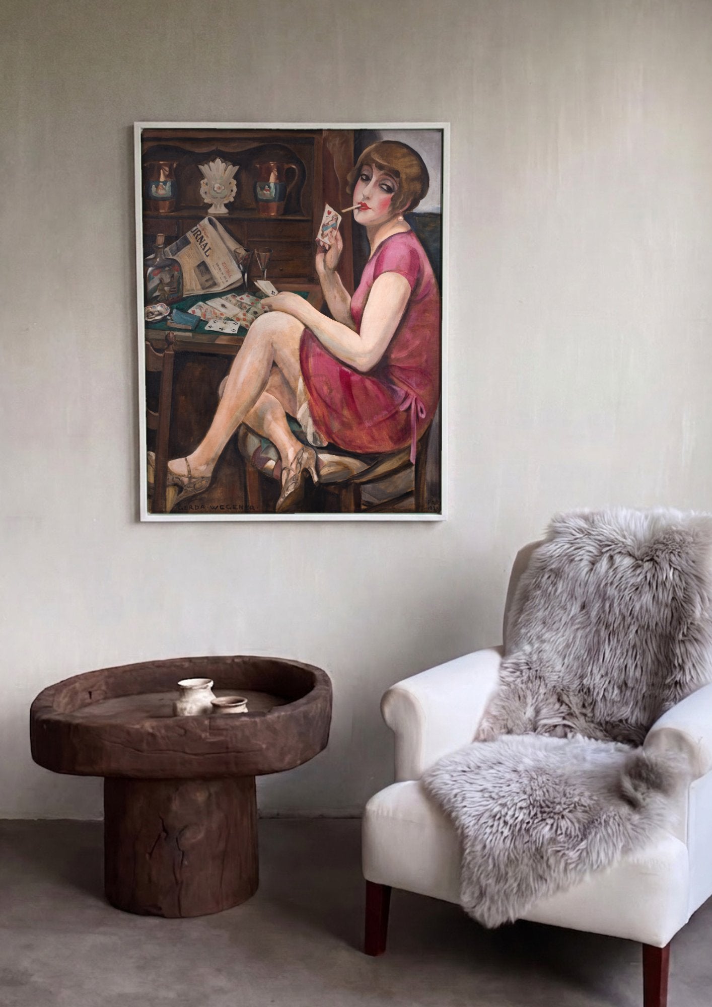 Quadro Decorativo A Jogadora - Gerda Wegener em ambiente decorado