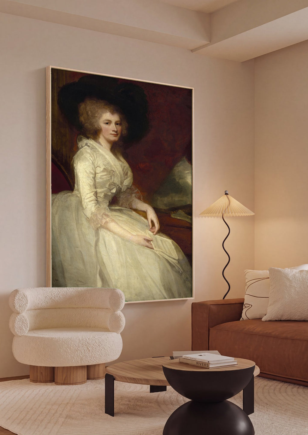 Quadro Decorativo Senhora com Chapéu - George Romney em ambiente decorado