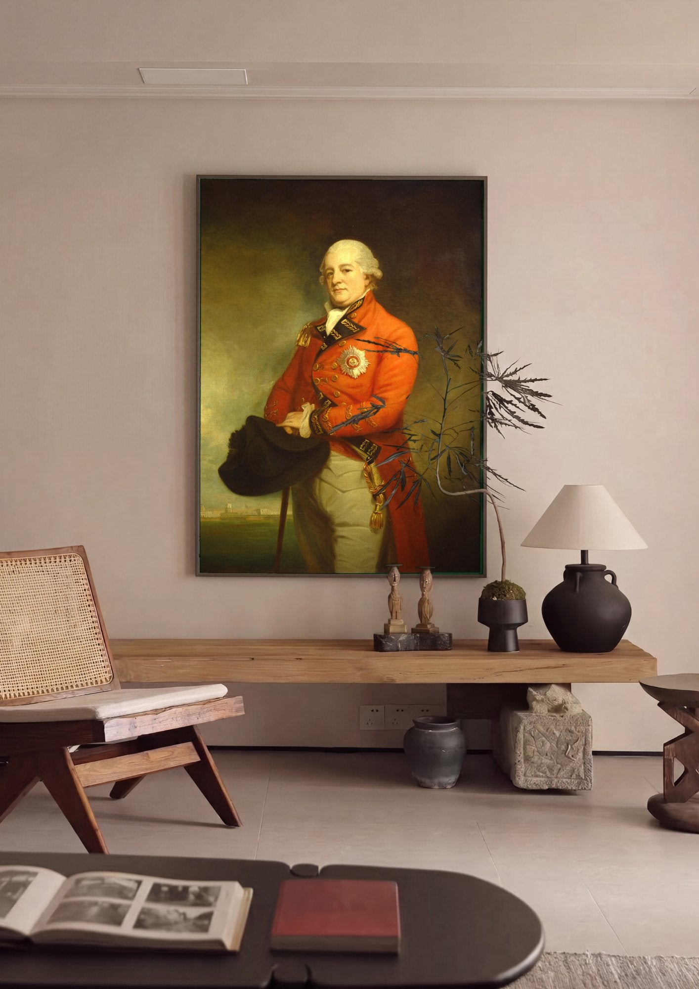 Quadro Decorativo Retrato de Oficial - George Romney em ambiente decorado