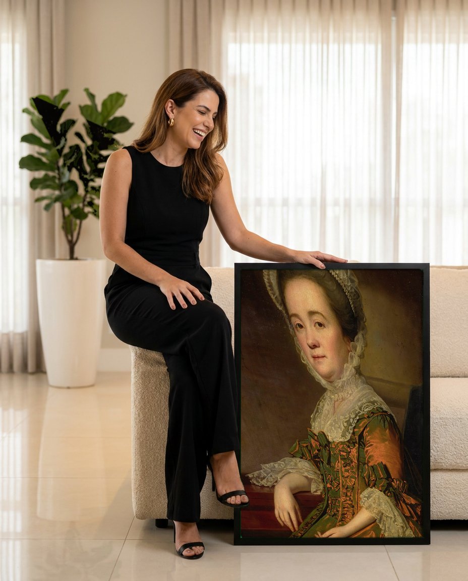 Quadro Decorativo Retrato de Senhora - George Romney com modelo em ambiente