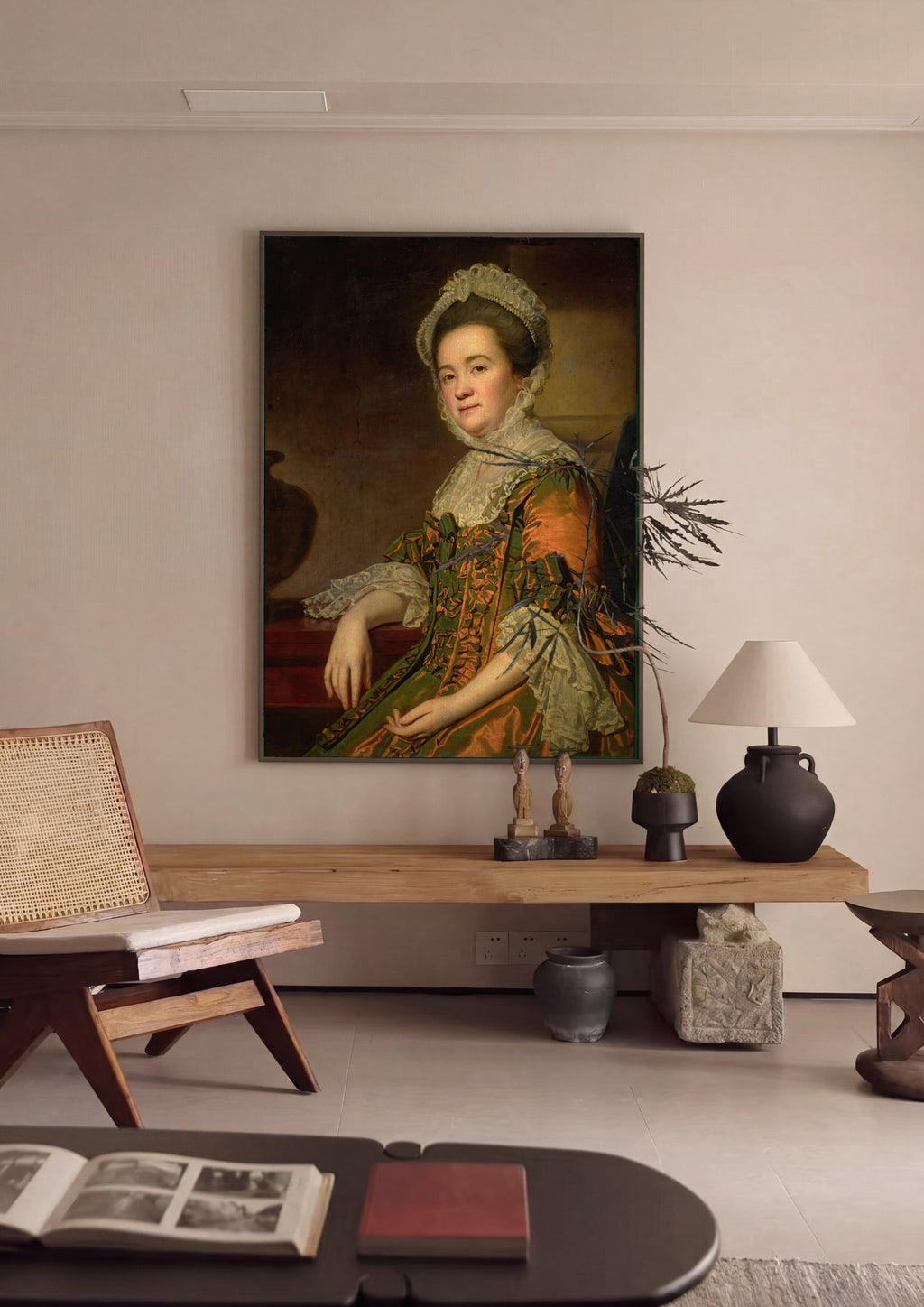 Quadro Decorativo Retrato de Senhora - George Romney em ambiente decorado