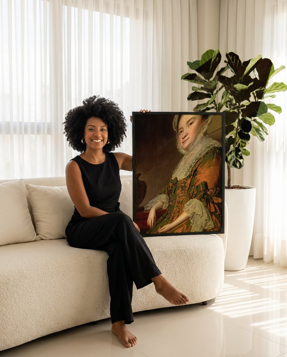 Quadro Decorativo Retrato de Senhora - George Romney com modelo em ambiente