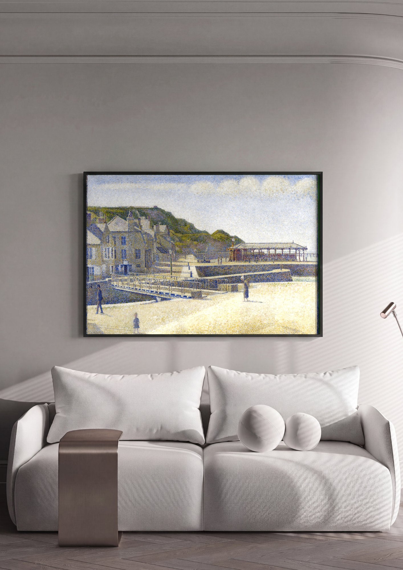 Quadro Decorativo Porto em Grandcamp - Georges Seurat em ambiente decorado