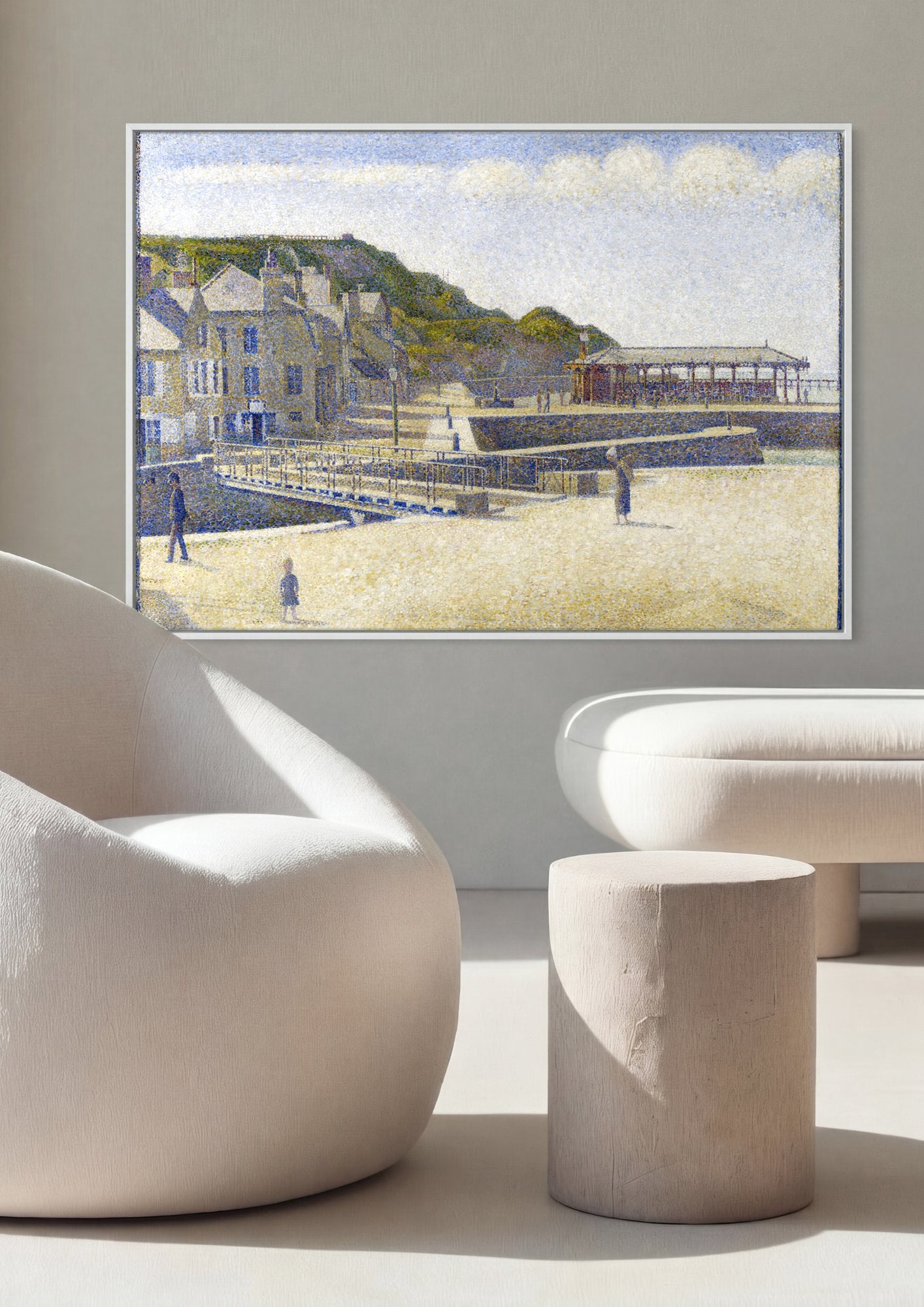 Quadro Decorativo Porto em Grandcamp - Georges Seurat em ambiente decorado