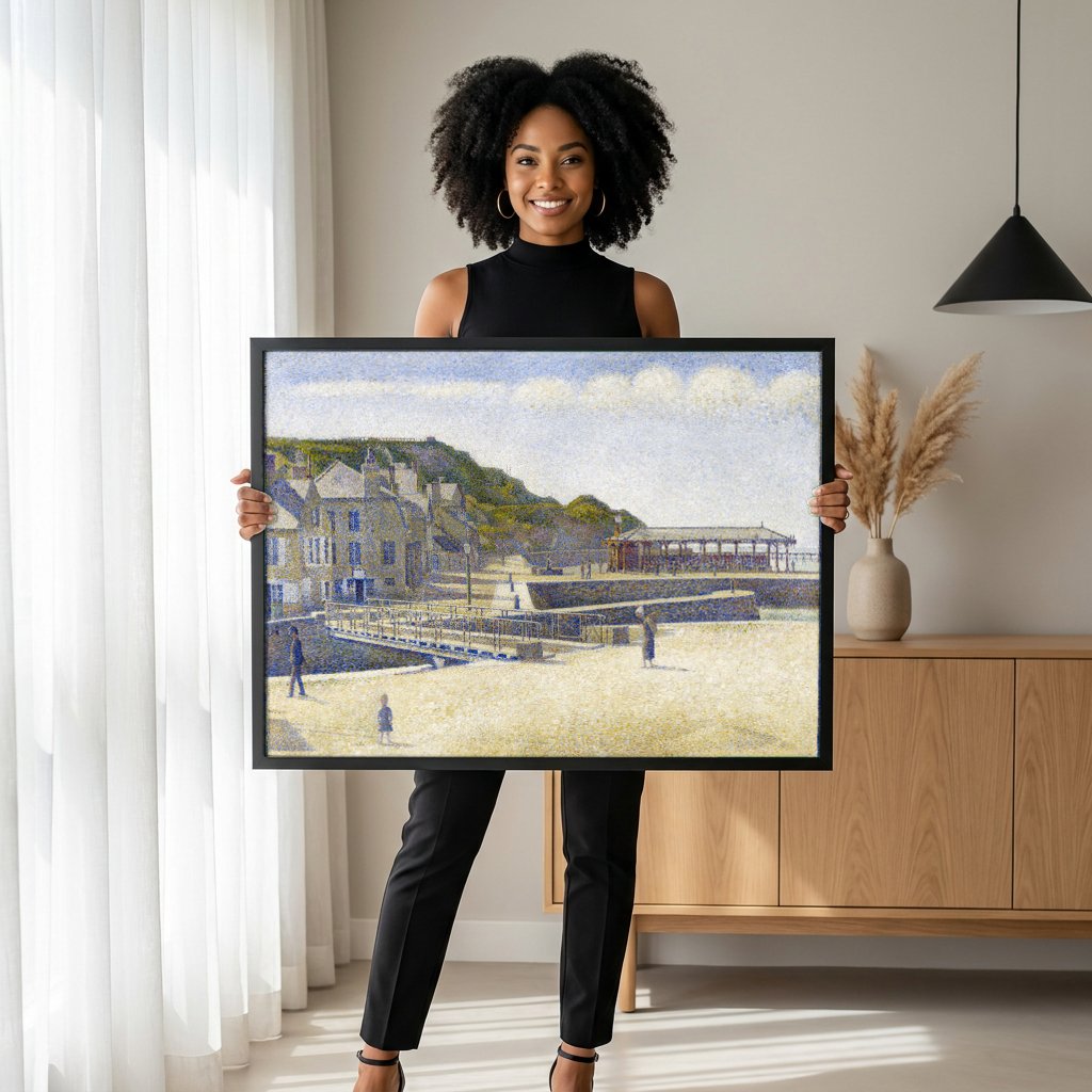 Quadro Decorativo Porto em Grandcamp - Georges Seurat com modelo em ambiente