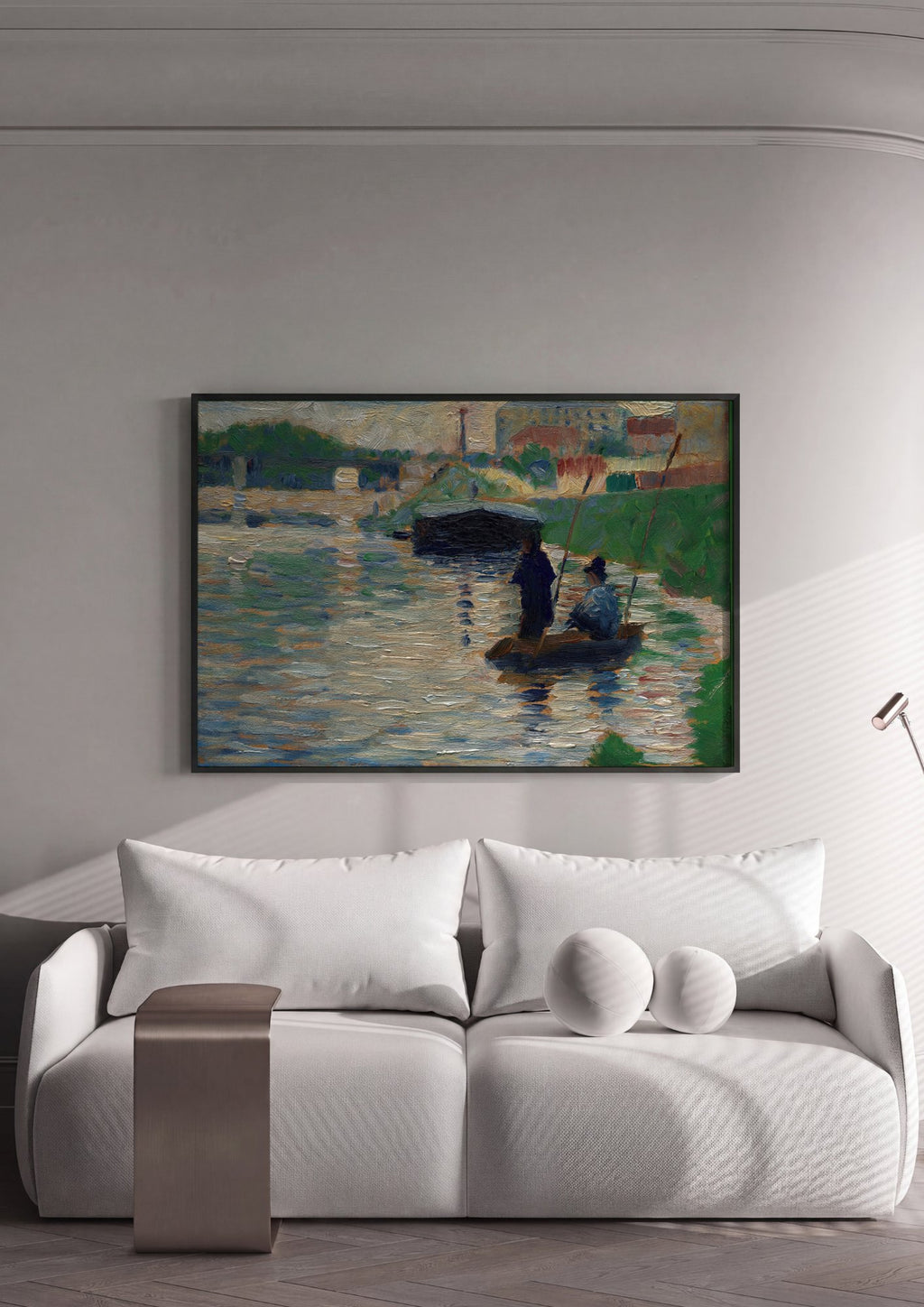 Quadro Decorativo Pescadores no Sena - Georges Seurat em ambiente decorado