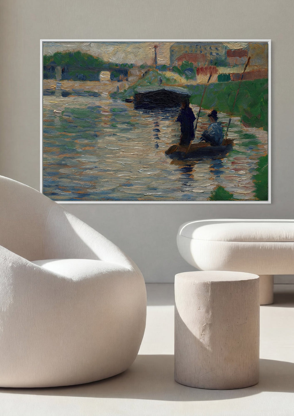 Quadro Decorativo Pescadores no Sena - Georges Seurat em ambiente decorado
