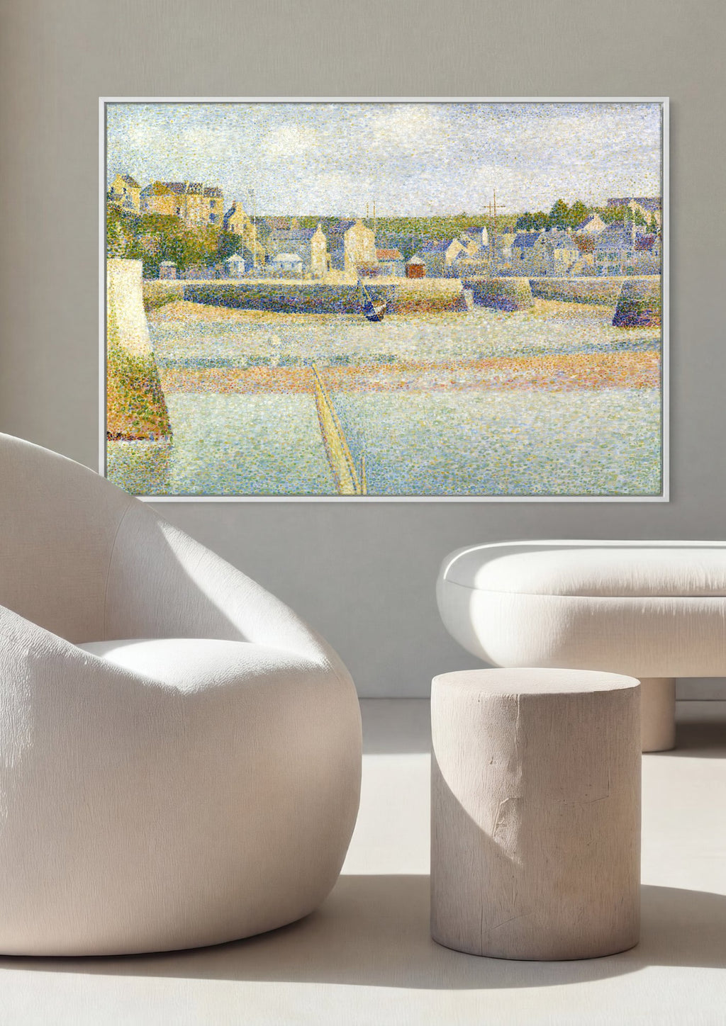 Quadro Decorativo Porto em Grandcamp - Georges Seurat em ambiente decorado