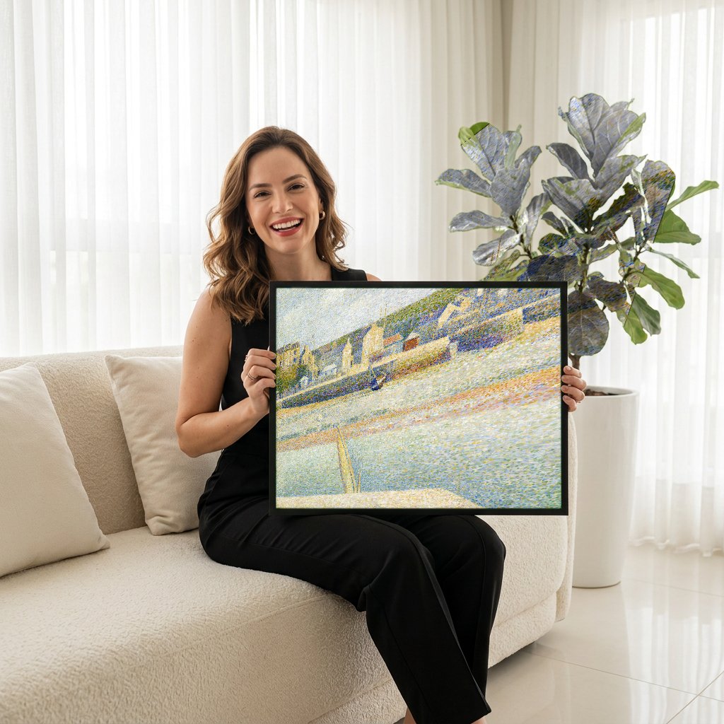 Quadro Decorativo Porto em Grandcamp - Georges Seurat com modelo em ambiente