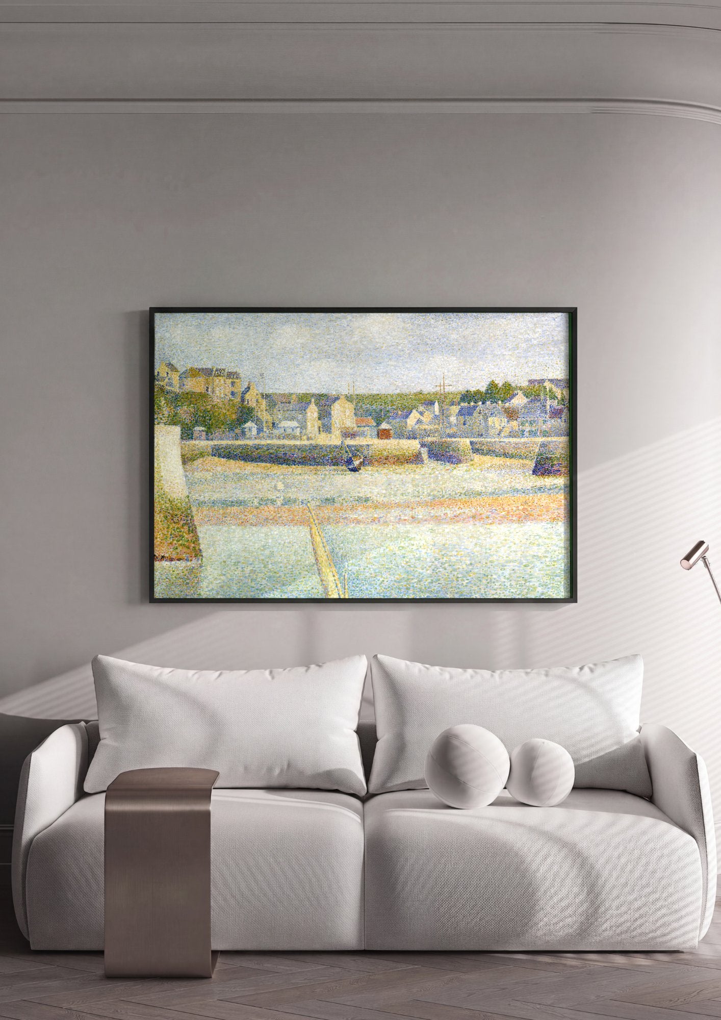 Quadro Decorativo Porto em Grandcamp - Georges Seurat em ambiente decorado