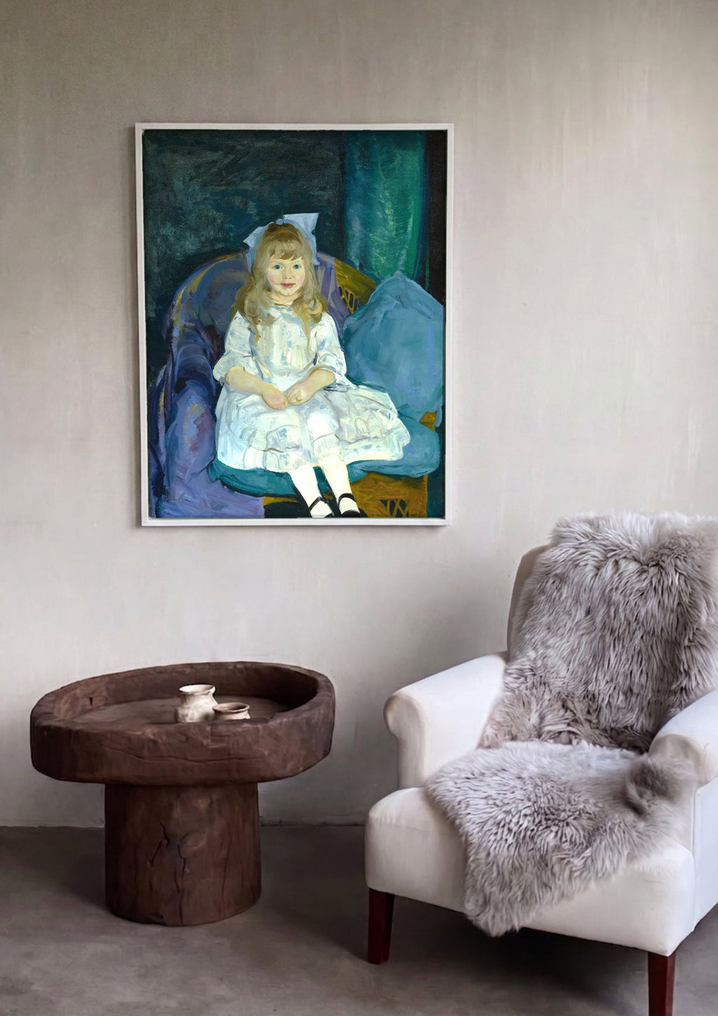 Quadro Decorativo A Menina de Branco - George Bellows em ambiente decorado