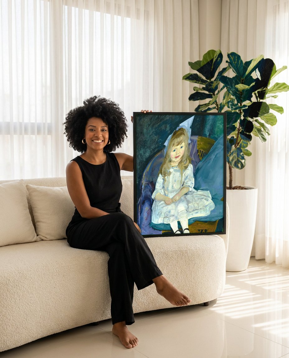 Quadro Decorativo A Menina de Branco - George Bellows com modelo em ambiente