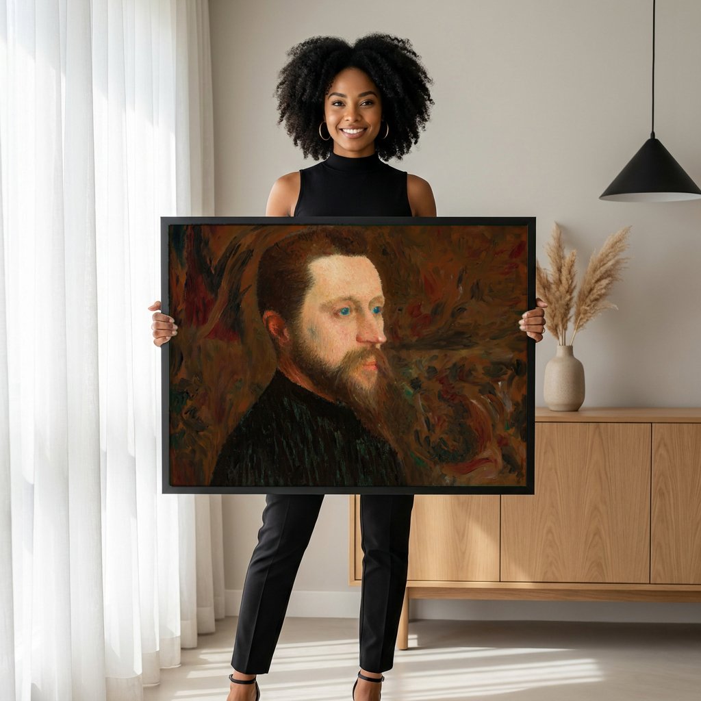 Quadro Decorativo Retrato de Artista - Georges Seurat com modelo em ambiente