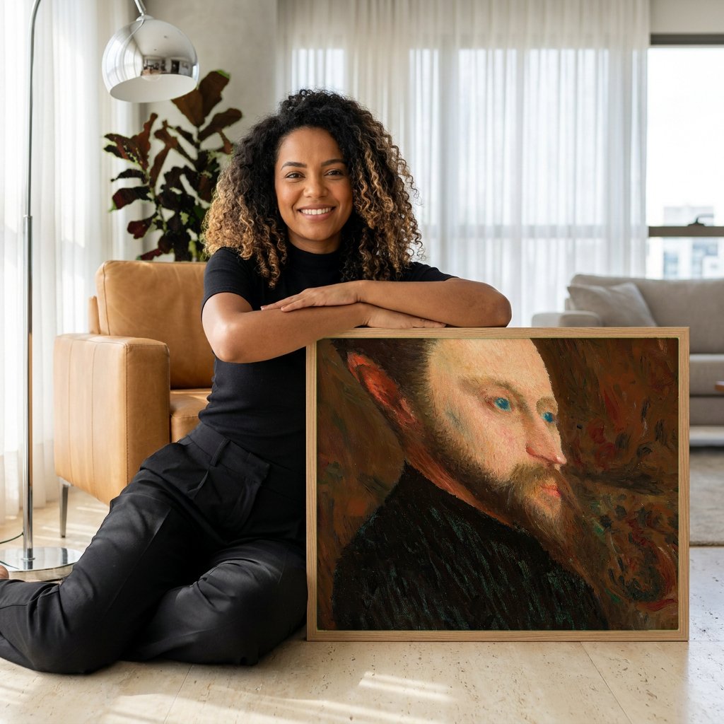 Quadro Decorativo Retrato de Artista - Georges Seurat com modelo em ambiente