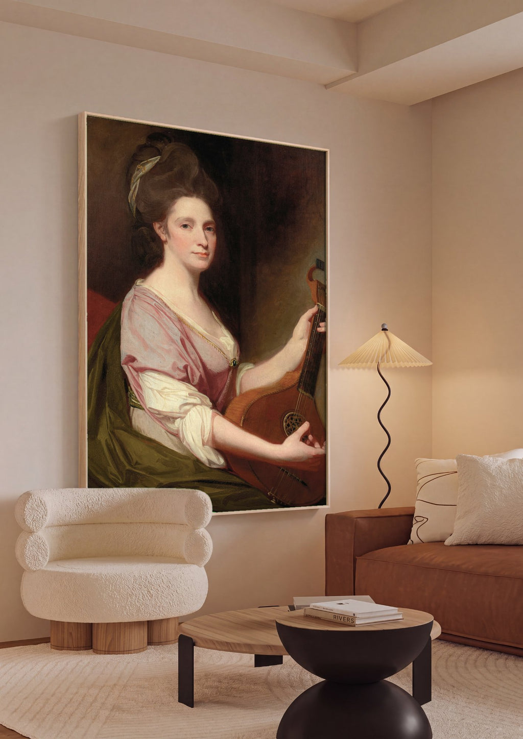 Quadro Decorativo Senhora com Alaúde - George Romney em ambiente decorado