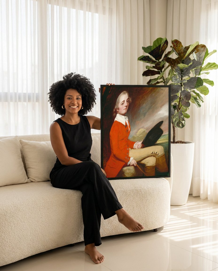 Quadro Decorativo Retrato Cavalheiro - George Romney com modelo em ambiente