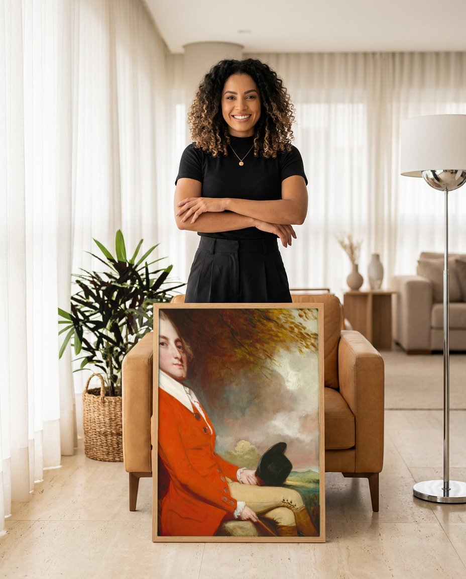 Quadro Decorativo Retrato Cavalheiro - George Romney com modelo em ambiente