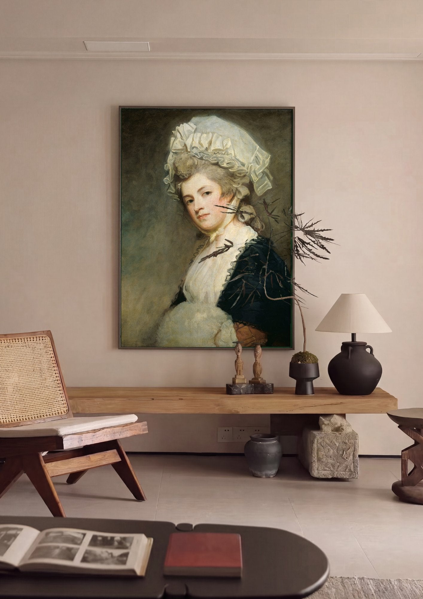 Quadro Decorativo Retrato de Senhora - George Romney em ambiente decorado