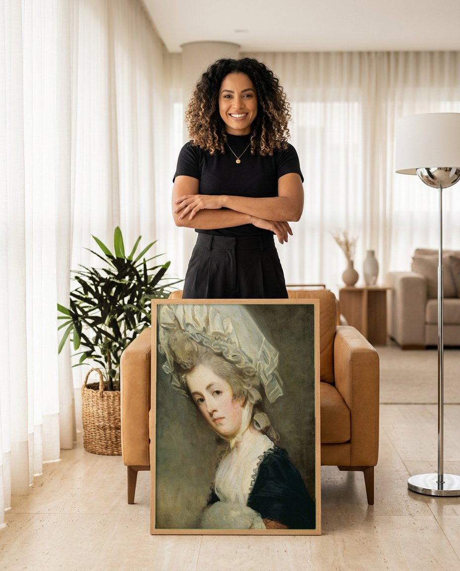Quadro Decorativo Retrato de Senhora - George Romney com modelo em ambiente