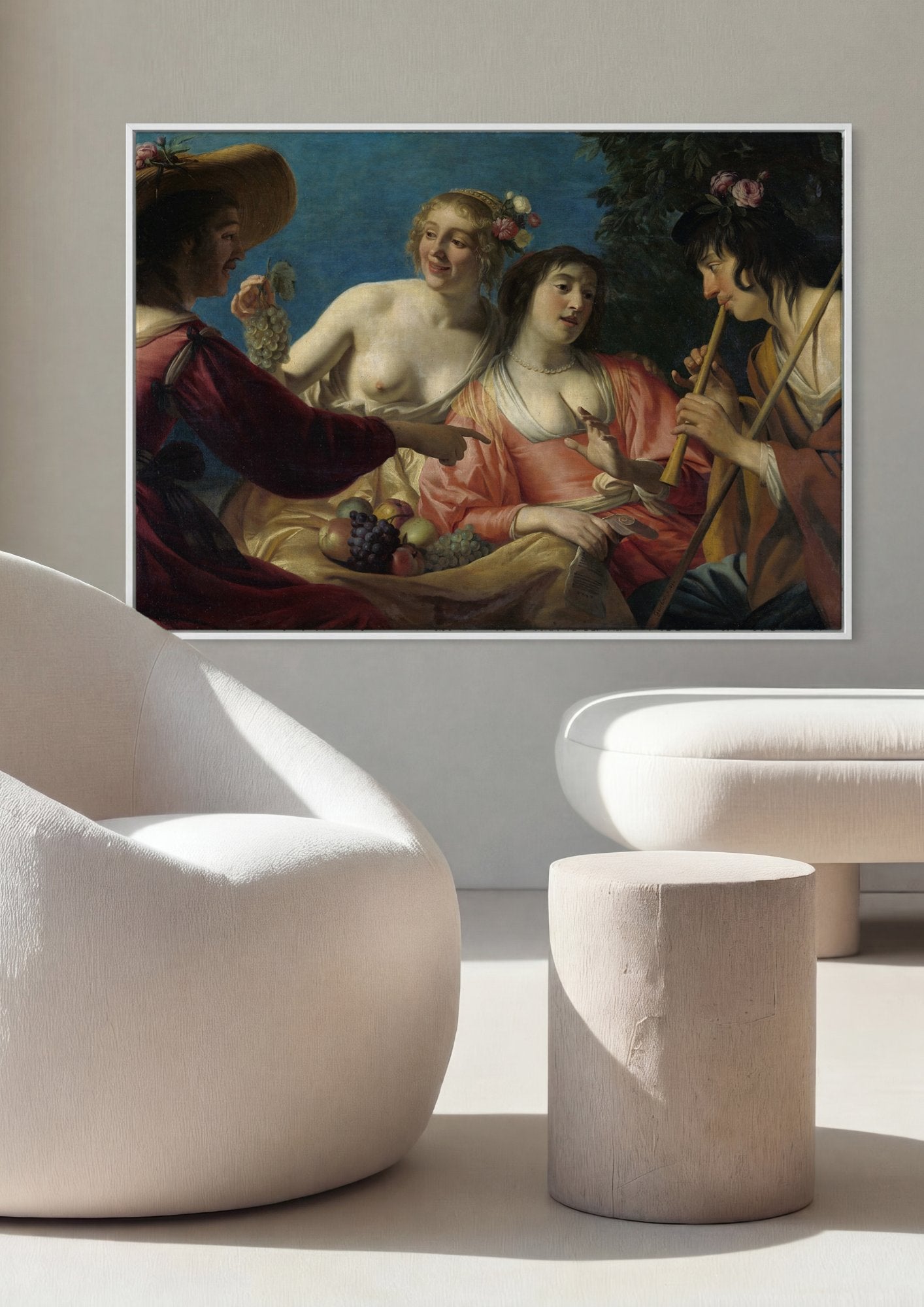Quadro Decorativo Concerto Campestre - Gerard van Honthorst em ambiente decorado