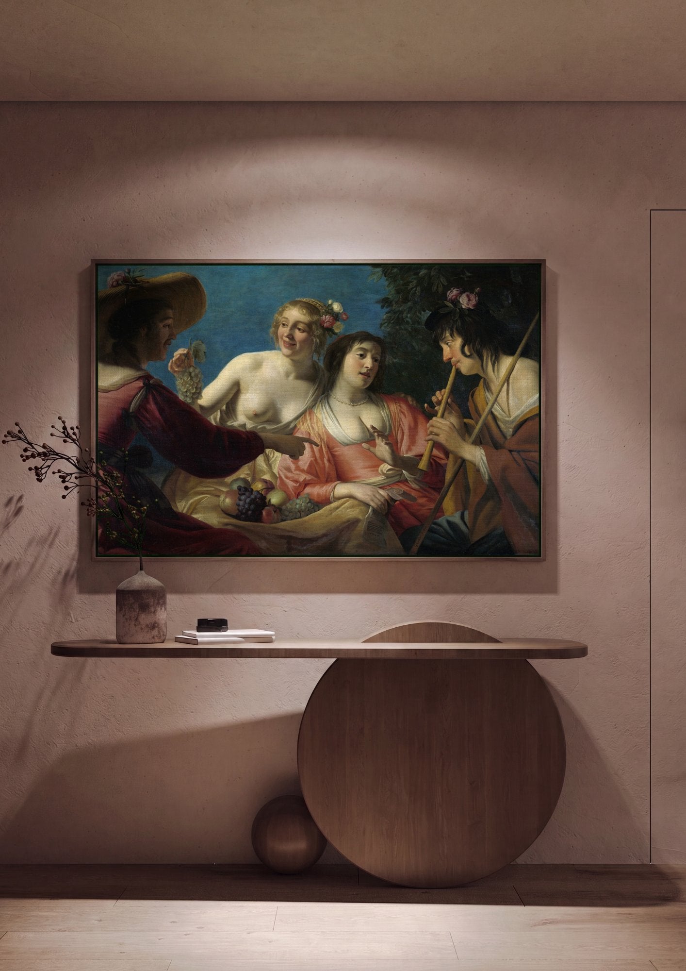 Quadro Decorativo Concerto Campestre - Gerard van Honthorst em ambiente decorado